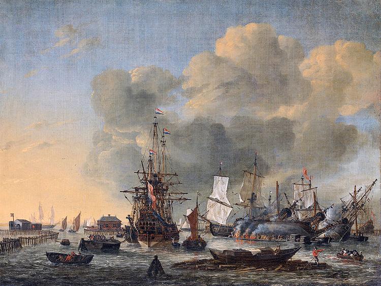 Reinier Nooms Caulking ships at the Bothuisje on the Y at Amsterdam oil painting picture